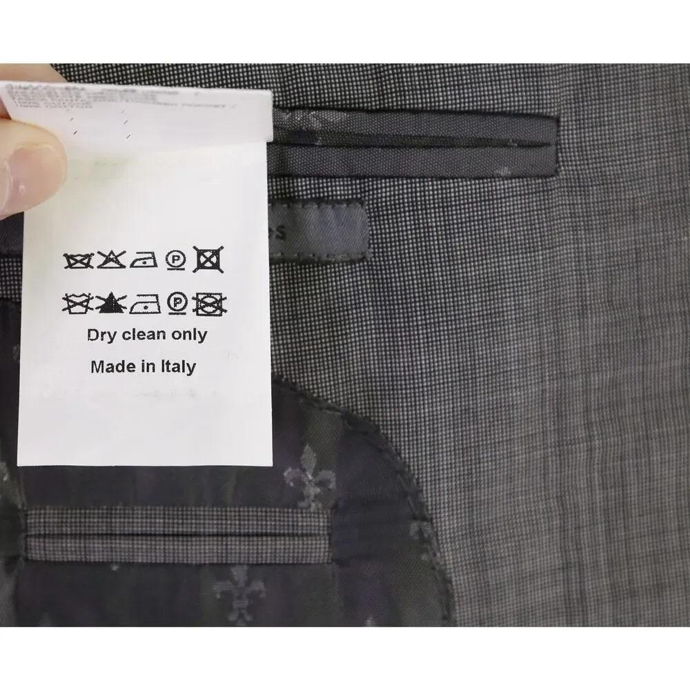 John Varvatos Gray Tic Woven Peak Lapel 2-Btn Wool Suit 42R